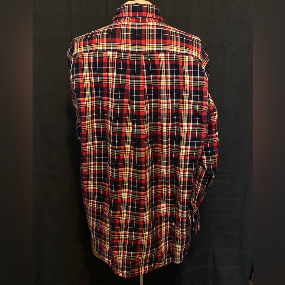 Brooks Brothers 100% Cotton Men's Button Down Blue & Red Plaid Flannel Shirt - Picture 12 of 12